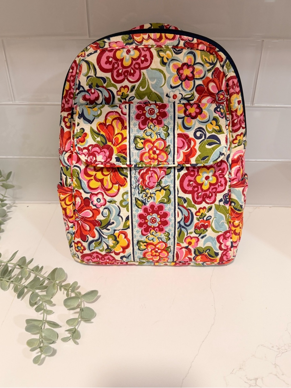 Vera Bradley small backpack in the colorful "Hope Garden" floral pattern Quilted